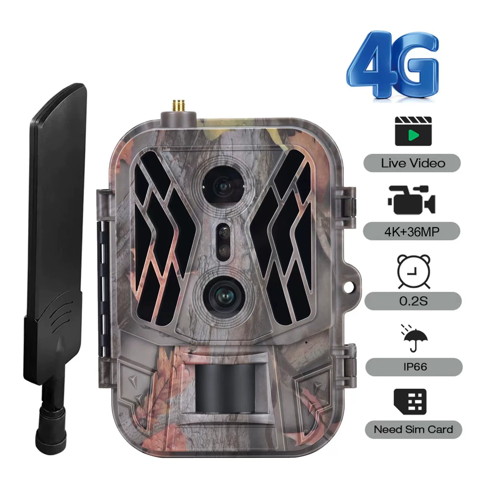 HC-950PRO Cámara de caza de vida silvestre con vista al vivo celular 4G LTE de doble lente 4K cámara de caza de vida silvestre impermeable infrarroja - imagen 2