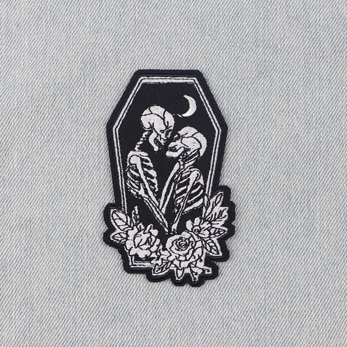 Parche bordado de calavera Vintage, parches termoadhesivos de flores para planchar en la ropa, insignias de costura DIY - imagen 2