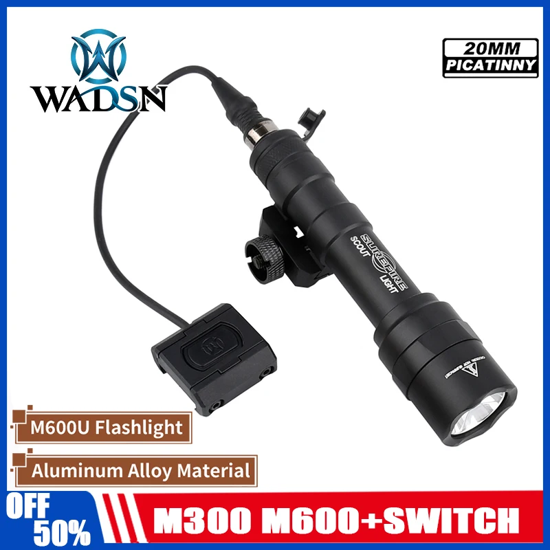 Cubo de linterna táctica SF, luz fuerte SF M300A/luz estroboscópica M600C, juego de cola de rata Mod Button, adecuado para M-LOK, KEYM00