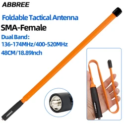 ABBREE plegable CS antena táctica SMA hembra 144/430Mhz banda Dual para BAOFENG UV-5R UV-5RH Quansheng UV-K5 8 Walkie Talkie