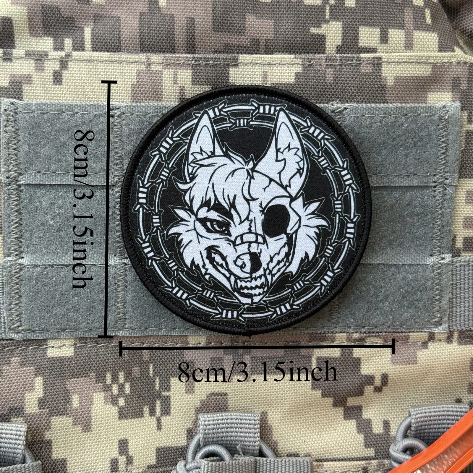 Parche de lobo de un ojo, insignia de moral impresa, brazalete táctico, parches militares con gancho para ropa, pegatinas para mochila al aire libre - imagen 2
