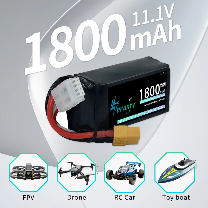 2/4Pcs TERANTY Lipo Battery 3S 1800mAh 11.1V 60C with T XT30 XT60 for FPV Drone Airplane Boat RC Car Racing Hobby Model Parts - imagen 2