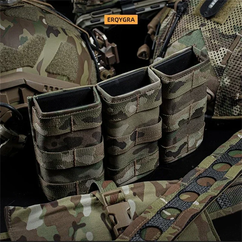ERQYGRA-fundas de caza tácticas, bolsa Molle Triple Mag rápida 7,62, bolsa larga, pistola, revista, Paintball, accesorios para sistema Airsoft - imagen 4