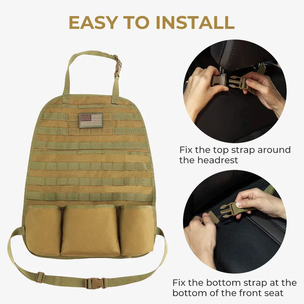 Organizador táctico para asiento trasero de coche, Protector Universal Molle de nailon, cubierta de Panel Compatible con Wrangler, SUV y camión - imagen 4