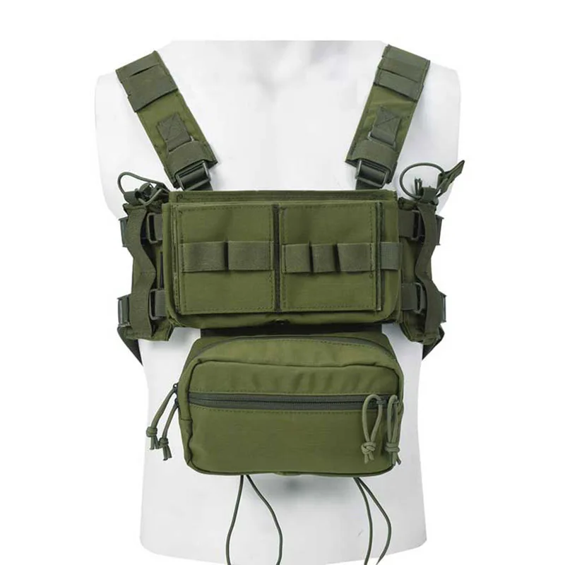 Chaleco táctico Molle de aparejo de pecho con accesorios, bolsa militar CS Wargame Airsoft H arnés, funda frontal, bolsa de cintura - imagen 3