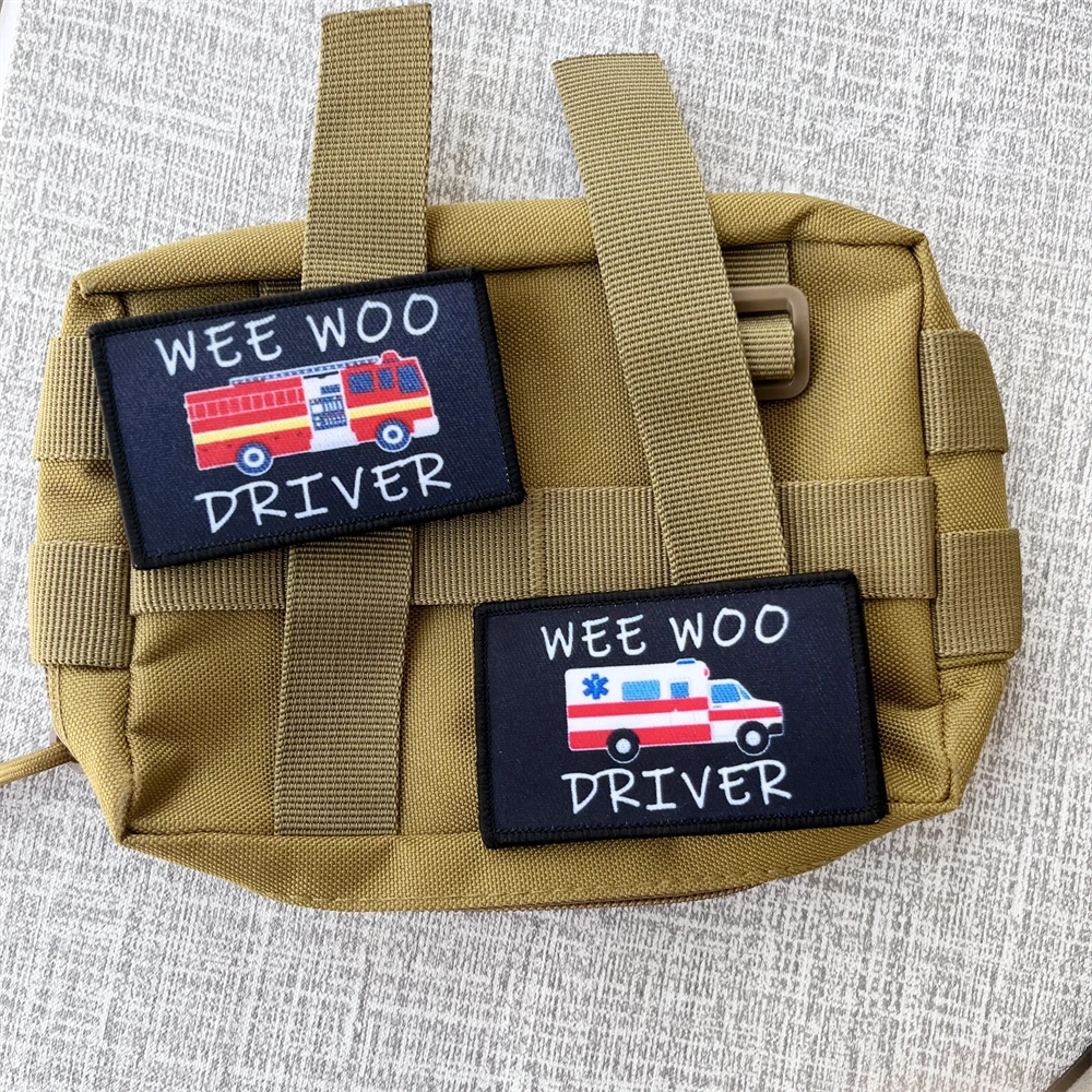 Parches de insignia de moral WEE WOO DRIVER FAFO, mochila táctica, pegatina de calavera rosa con gancho y bucle impreso - imagen 5