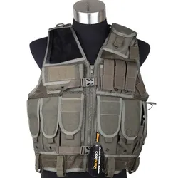 Chaleco táctico V10 con portador de placa MOLLE para Airsoft y outdoor