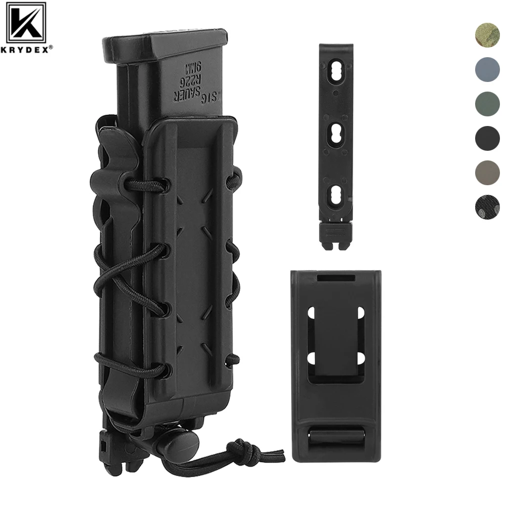KRYDEX-bolsa táctica para revistas, funda cartuchera para pistola de polímero de 9mm, cinturón de servicio, portador Fastmag, accesorios de caza y tiro