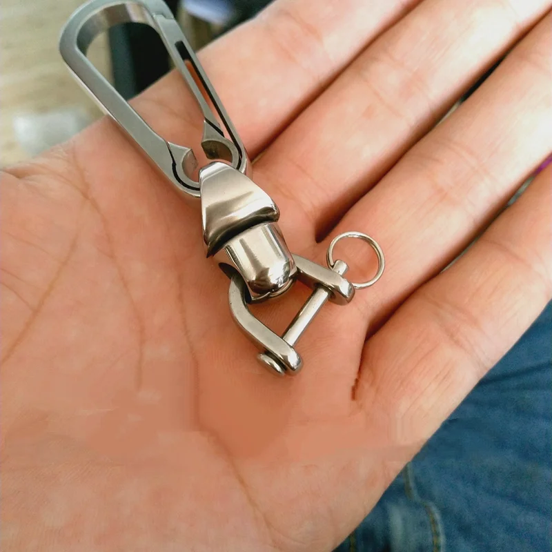 LLavero de aleación de titanio para hombres y mujeres, hebilla de herradura, articulación Universal giratoria, antipérdida, Simple, enlace de anillo, colgante de cintura - imagen 4