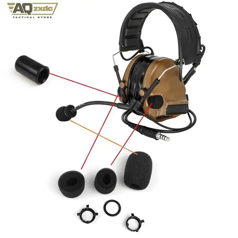 AQzxdc COMTAC III C3 C2 captación de sonido y reducción de ruido auriculares tácticos micrófono esponja accesorios de repuesto - imagen 2