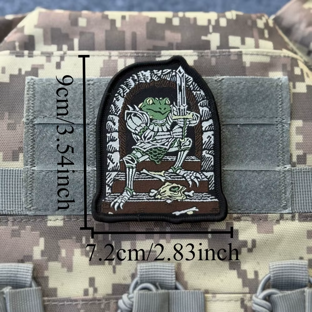 Parche bordado caballero rana medieval – Insignia moral con velcro - imagen 5