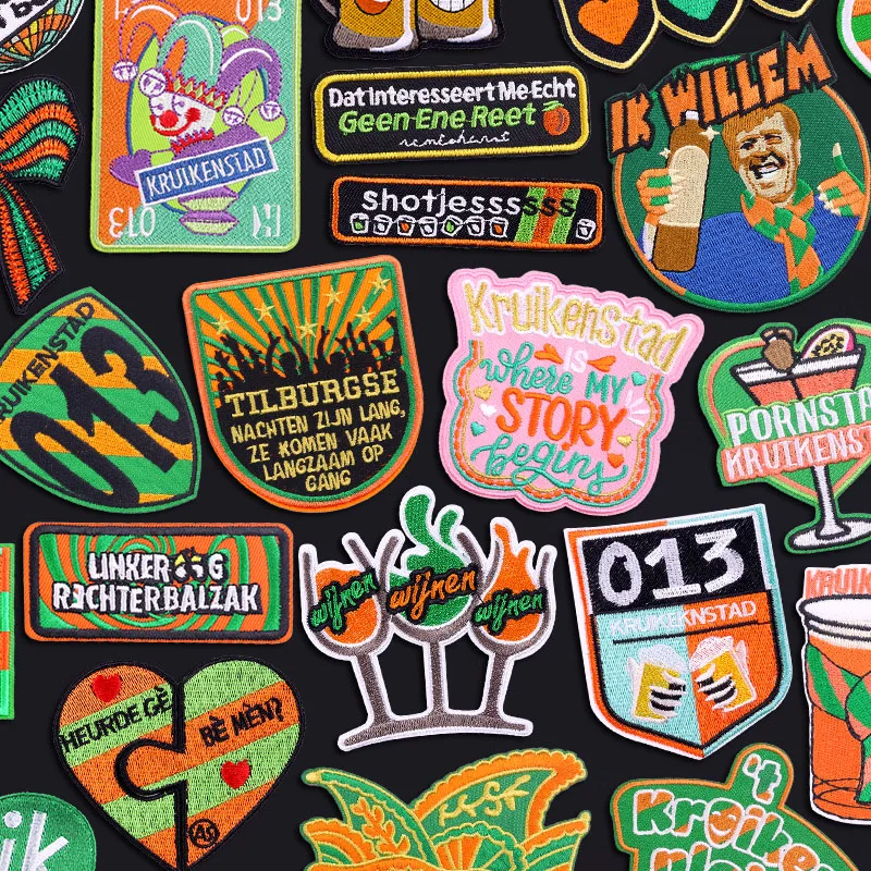Parche con emblema de Kruikensta, parches bordados DIY, rana, Netherlanda, carnaval, costura, insignias bordadas, parches para planchar para ropa