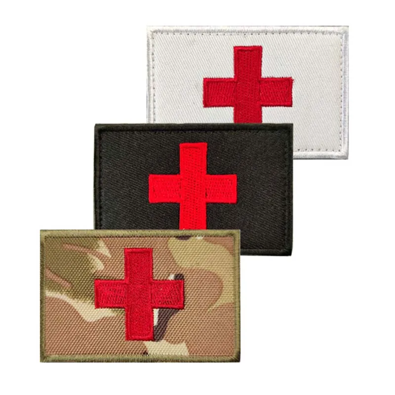 Insignias con apliques de Cruz Roja, parche táctico bordado con gancho y bucle, primer ayuda MED Medic Rescue militar en mochila, brazalete - imagen 3