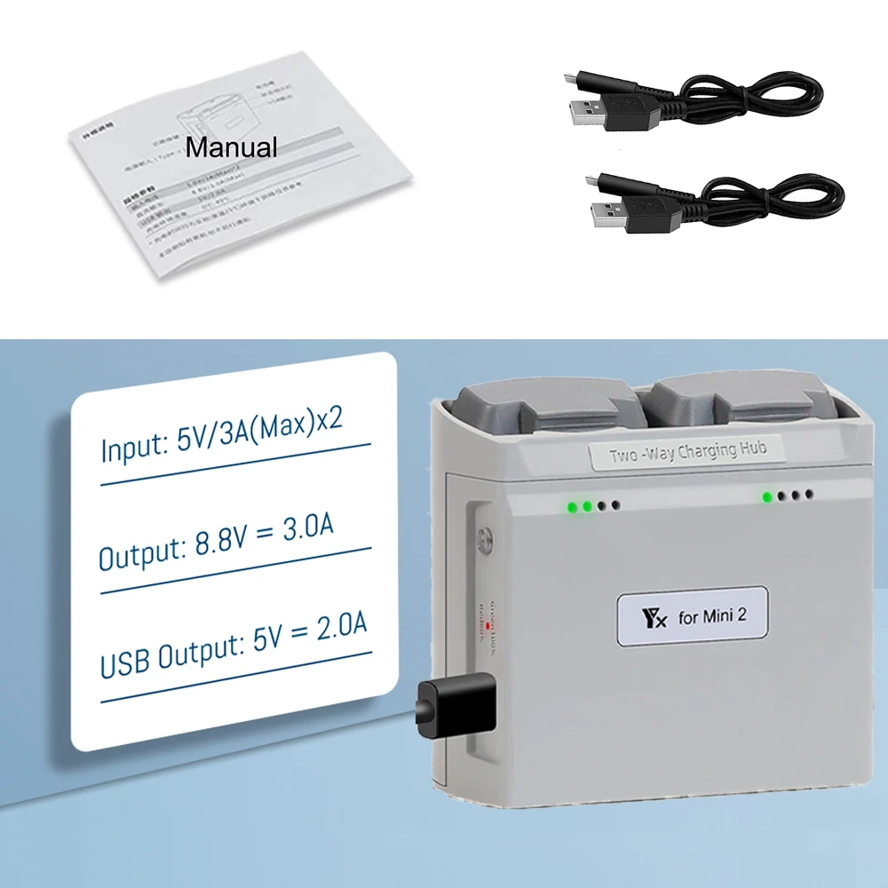 Hub de carga para DJI Mini 4K/Mini 2SE/Mini 2/Mini SE administrador de baterías bidireccionales que carga rápidamente accesorios para drones Power Bank - imagen 3