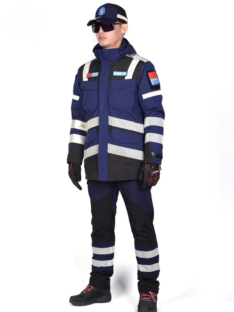 Ropa de rescate de emergencia tres en uno, chaqueta de tormenta, Chaqueta de algodón, impermeable, ropa de trabajo cálida - imagen 2
