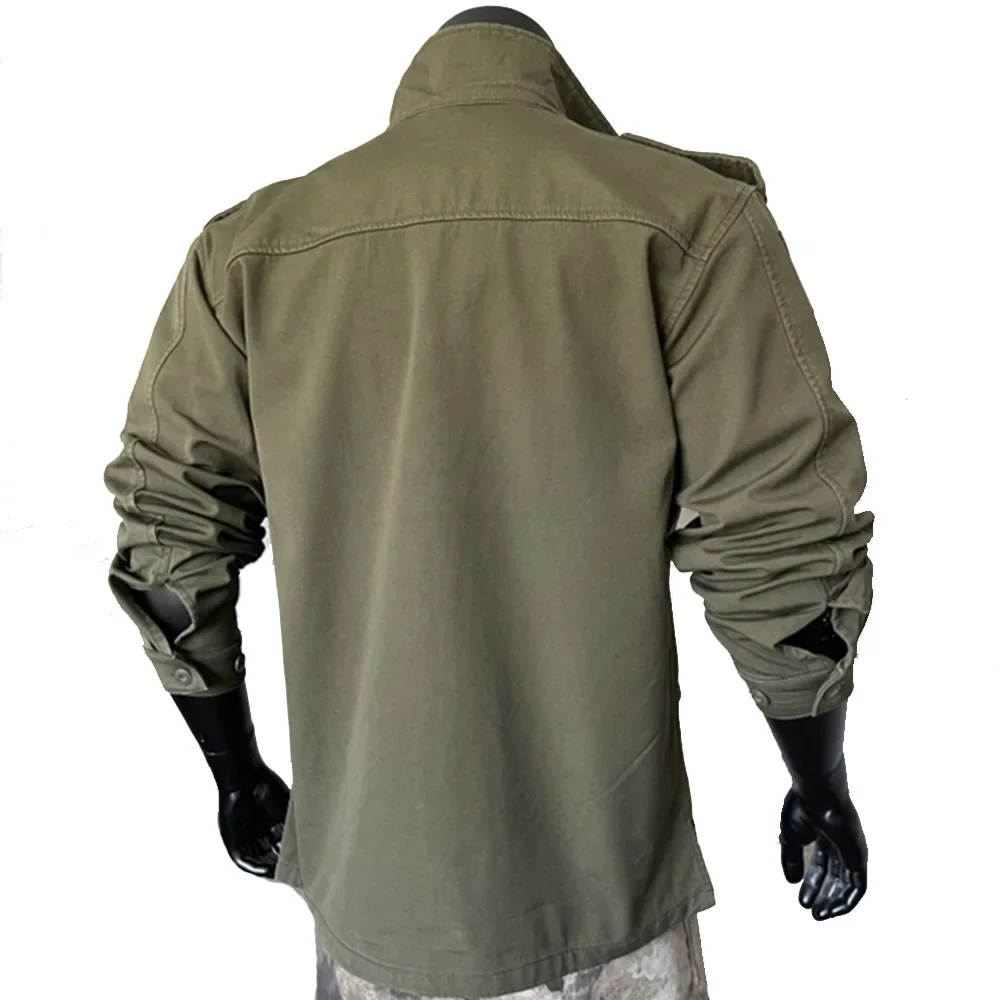 Camisa de herramientas de división aerotransportada de la Segunda Guerra Mundial, camisa verde de manga larga, chaqueta de entrenamiento informal, camisa Vintage para hombre - imagen 3
