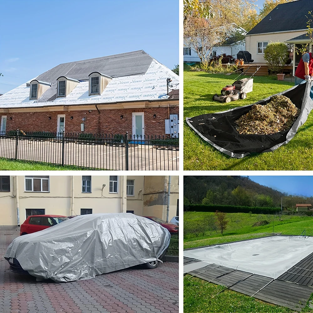 Lona grande 3m x 4x4 5 6 8 10 12m 5*5 6x6 lona impermeable para acampar dosel plateado sombra para la lluvia cubierta de tienda toldo barco al aire libre coche - imagen 4