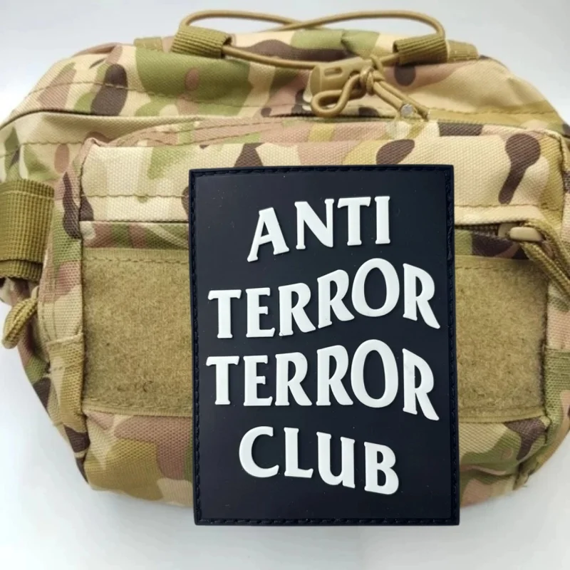 Parche táctico 3D de PVC "ANTI TERROR CLUB", insignia de moral militar, parches con gancho, ropa, mochila, pegatinas, brazalete - imagen 4