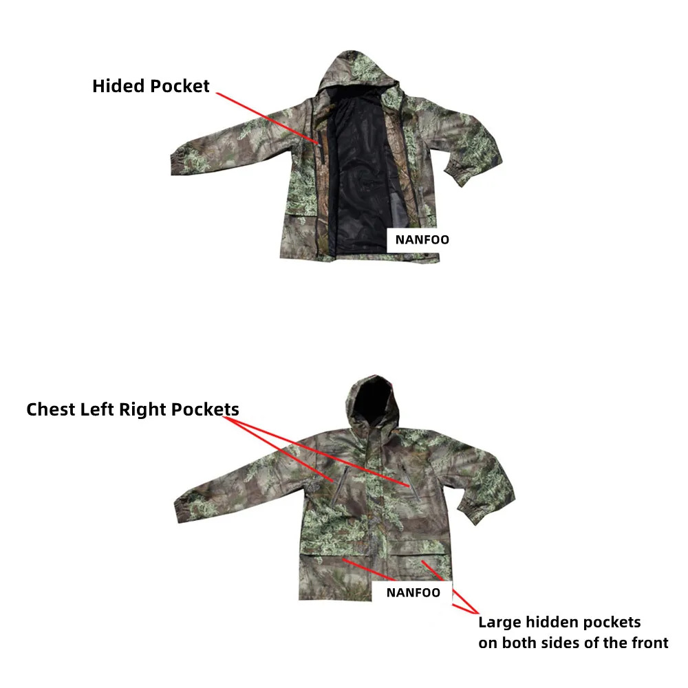 Primavera otoño chaqueta a prueba de viento pantalones arbusto camuflaje biónico caza pesca traje suave suelto resistente al desgaste ropa a prueba de lluvia - imagen 5