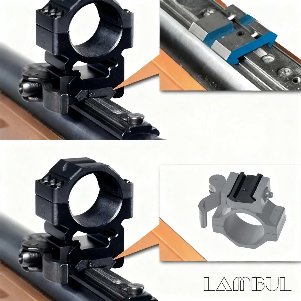 Adaptador táctico riel cola milano a Picatinny base linterna mira - imagen 2
