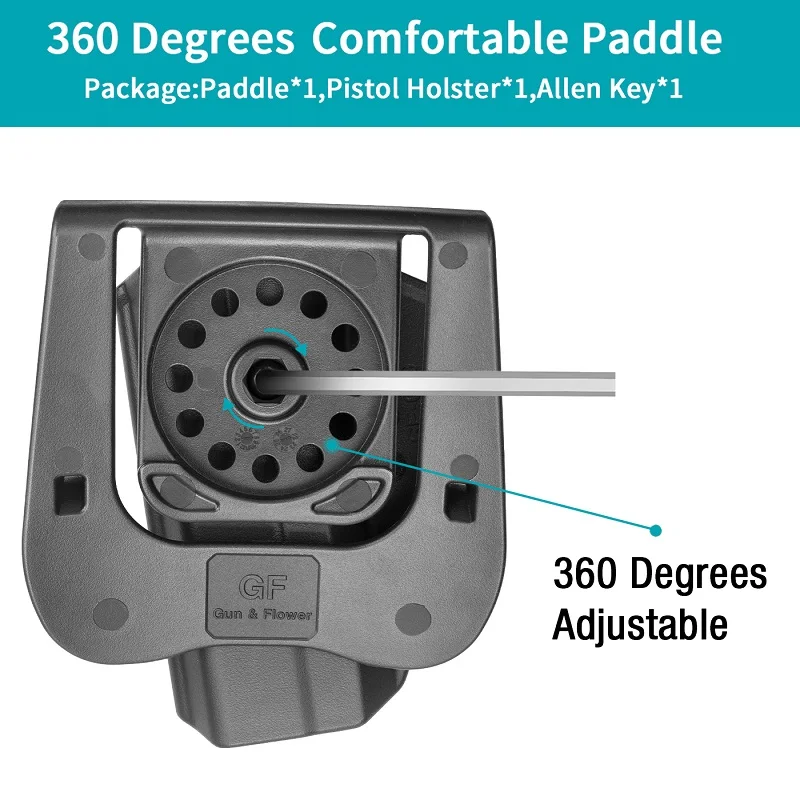 Apto para Glock G19,19X (Gen 3 4 5) Glock 23(Gen 3 4),fundas OWB, retención de nivel II, bolsa de paleta ajustable de 360 grados, derecha/izquierda - imagen 4