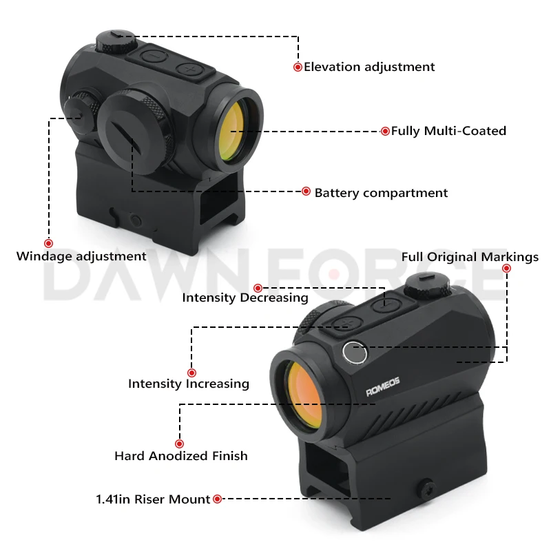 ROMEO5-mira de punto rojo IPX7, resistente al agua, con activación por movimiento, iluminada con marcas originales completas y embalaje, nueva versión 2023 - imagen 2