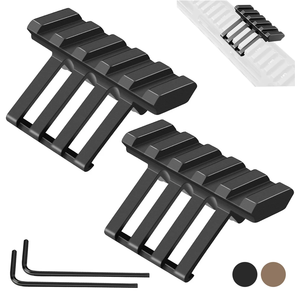 Adaptador de montaje en riel compensado táctico de 5 ranuras, riel lateral Picatinny de perfil bajo de 45 grados para linterna, mira de punto rojo