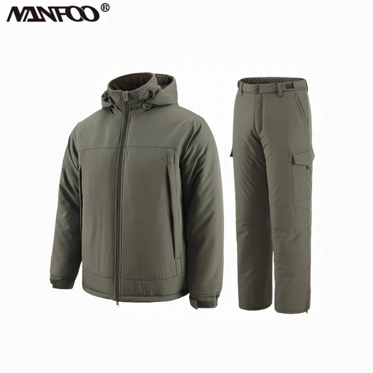 Traje térmico de algodón grueso de invierno para hombres pantalones de chaqueta con capucha resistentes al desgaste transpirables suaves