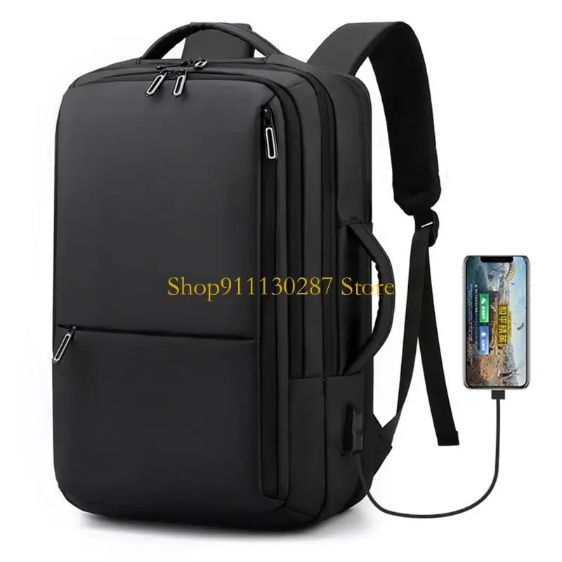 J1HC Mochila viaje segura para ordenador portátil, bolso escolar para ordenador, conector USB 16 pulgadas, impermeable, - imagen 2