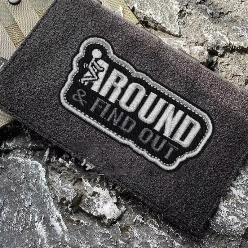Parche bordado "AROUND & FIND OUT", insignia de moral táctica, gancho y bucle, mochila, ropa, pegatina decorativa, brazalete - imagen 3