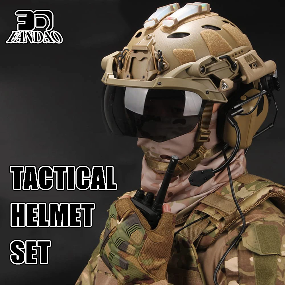 Casco táctico Airsoft con rieles Picatinny visera funda pasamontañas - imagen 2