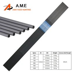 6/12 Uds 30 pulgadas flecha de carbono puro eje columna vertebral 500 600 700 800 900 1000 ID4.2mm arco de tiro con arco caza tiro objetivo flecha