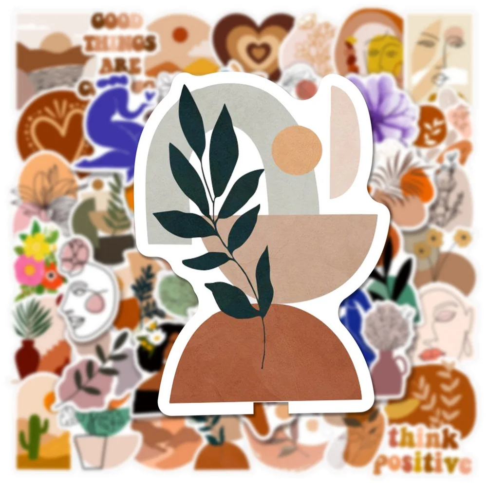 50 Uds. De pegatinas estéticas de arte bohemio, álbum de recortes, portátil, cuaderno, Graffiti bohemio, pegatinas Retro Vintage para niños, juguete para niñas - imagen 3