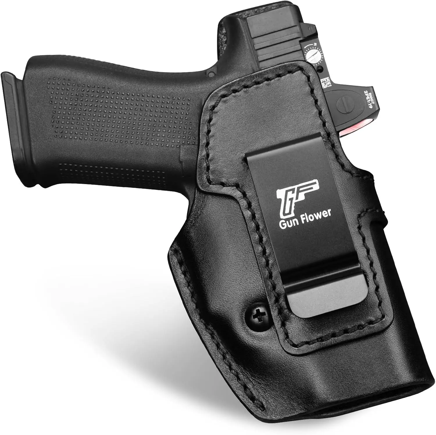 Para Glock 43,43X,43X MOS, funda de cuero IWB, funda de transporte oculta, cinturilla interior de apéndice, cinturones de 1,5 "-1,75", mano derecha