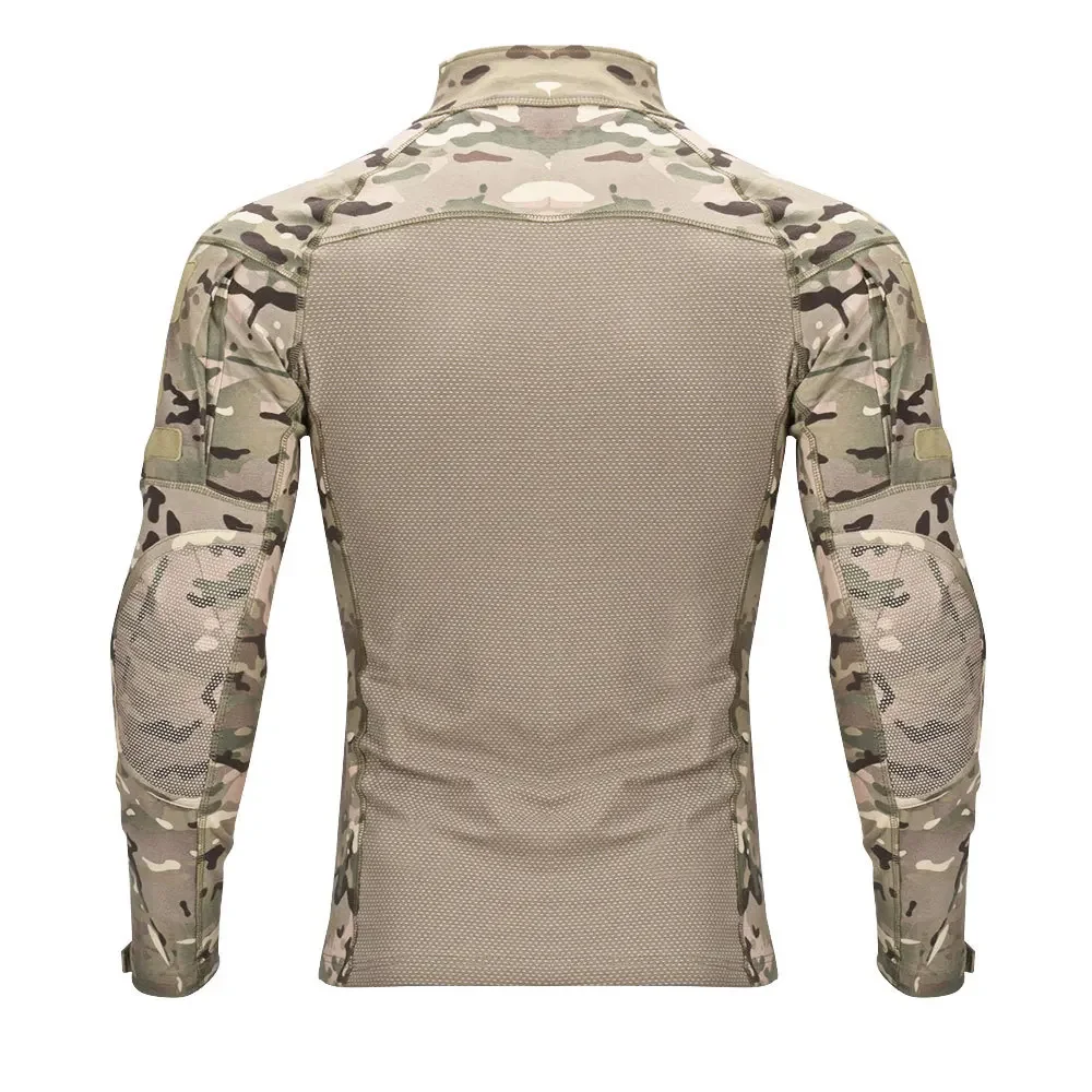 Camisa de combate táctico de camuflaje para hombre, camisas de uniforme de algodón elástico con cremallera 1/4, camiseta de camuflaje de manga larga - imagen 4