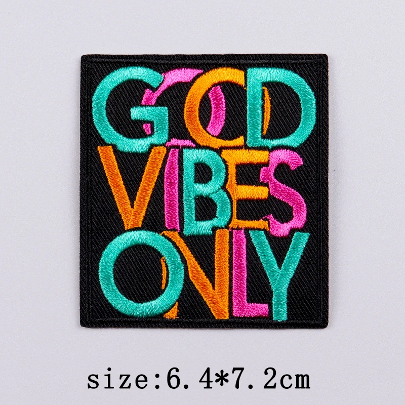 Parche bordado con letras blancas y negras, parches termoadhesivos para planchar para ropa, insignias de costura/fusibles con frases de ropa - imagen 3