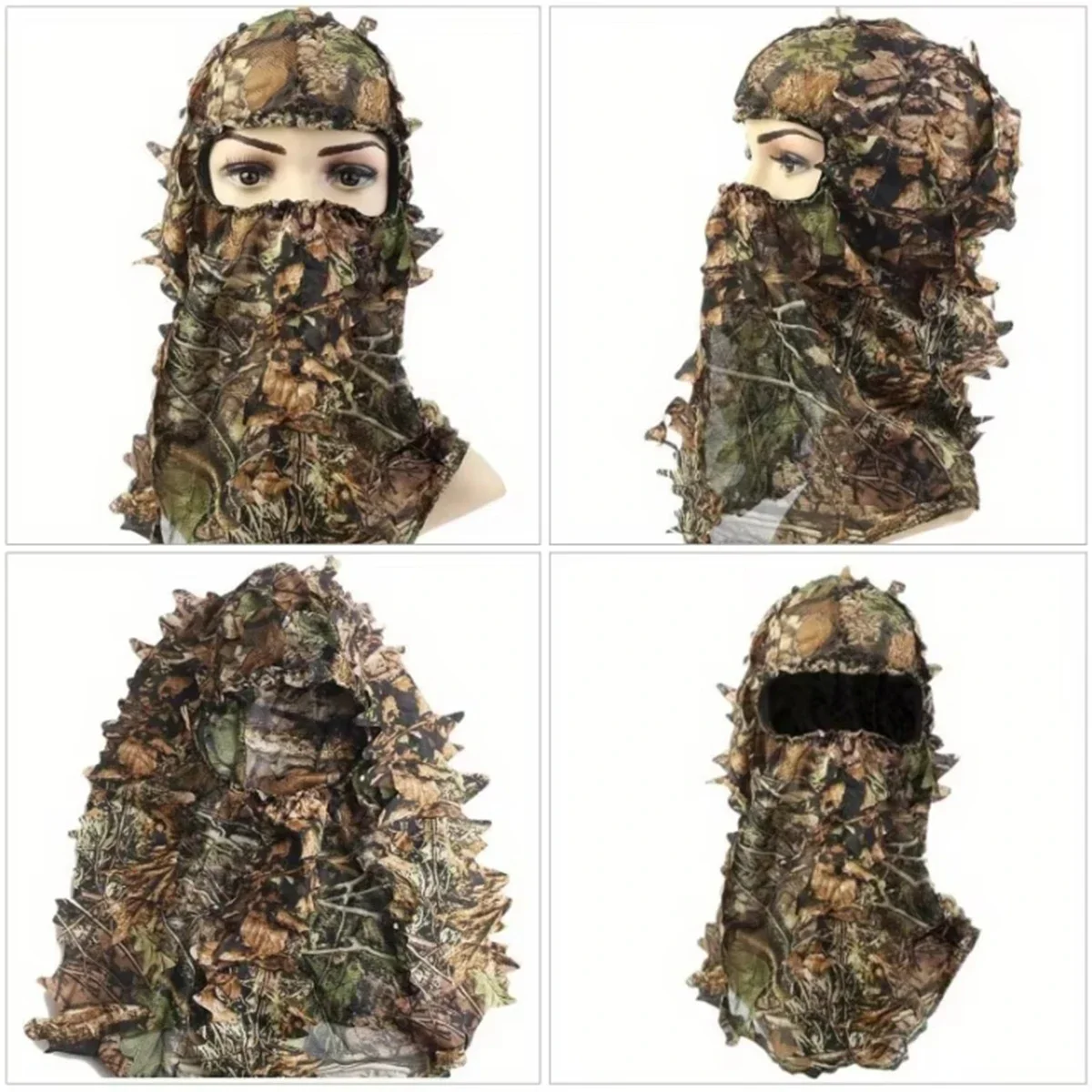 Sombrero táctico de camuflaje Ghillie 3D, máscara facial completa 3D, tocado, temporada turca, Camo Hunter Ghilie, trajes, accesorios de caza - imagen 4