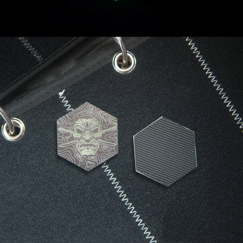 Parches de esqueleto samurái hexagonales, acrílico, impresión UV, Calavera luminosa, insignia táctica DIY para ropa, decoración de mochila con gancho - imagen 5