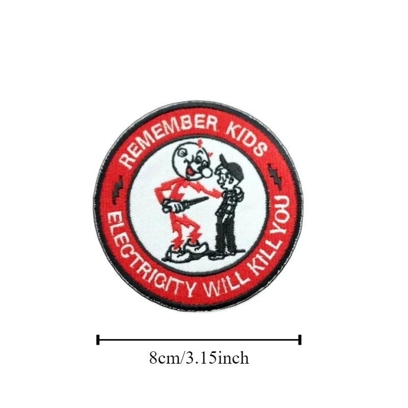 Insignia bordada para niños, pegatinas para mochilas, equipo táctico para exteriores, para mantenerse seguro y lejos de la moral de la electricidad - imagen 2