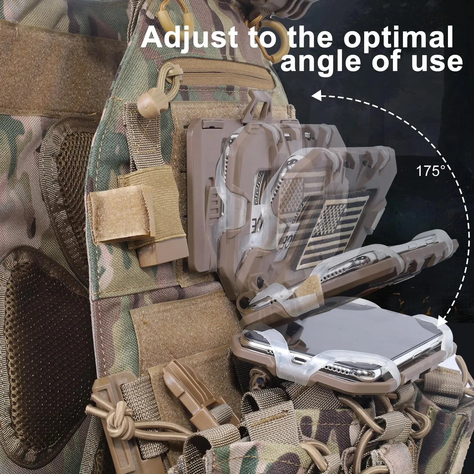 Soporte táctico Molle para teléfono, soporte de placa Airsoft, accesorios para chaleco, soporte Universal para el pecho del teléfono para teléfonos de tamaño de pantalla de 4,7 "-6,7"