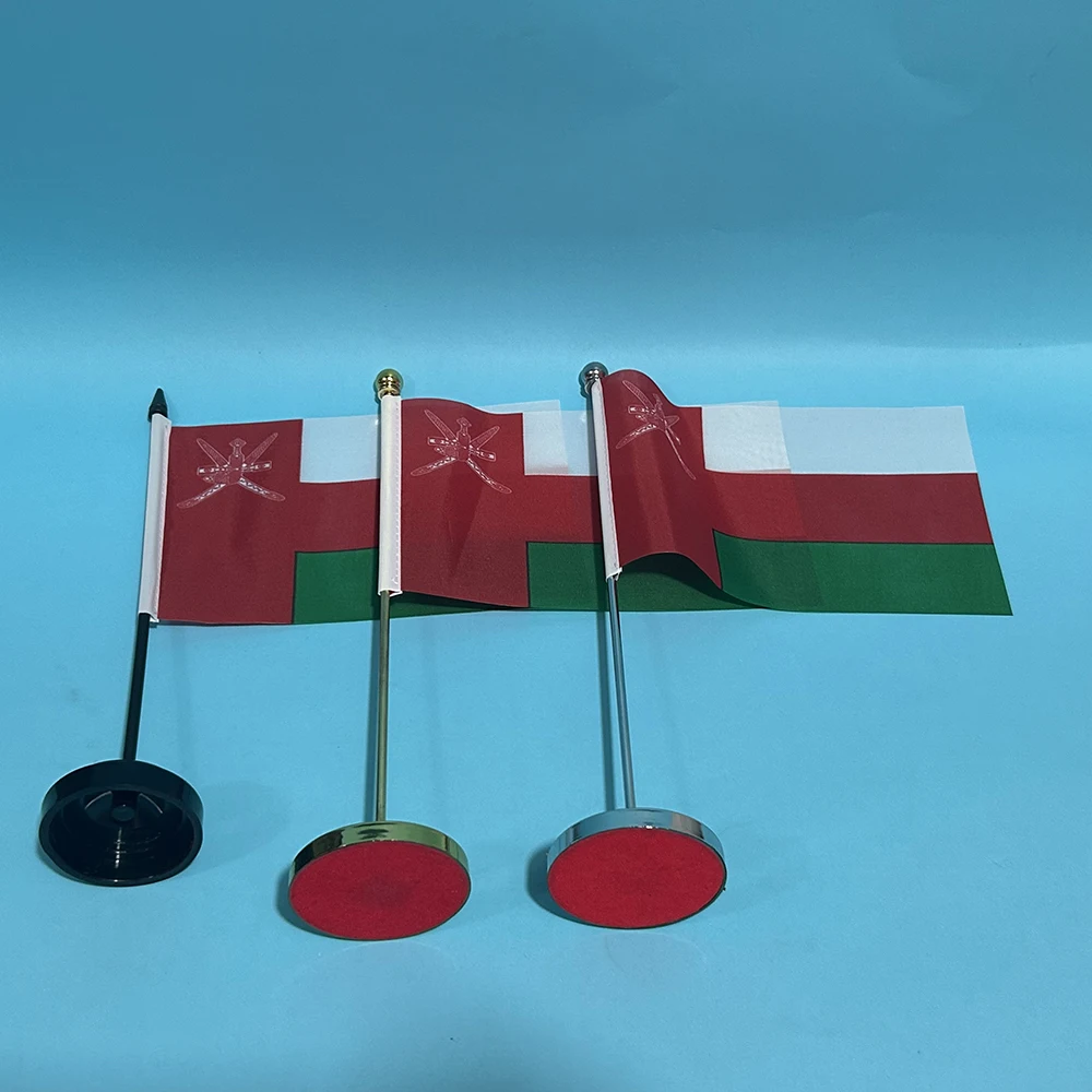 BANDERA DE SKY, bandera de escritorio de oficina, bandera de Oman, 14x21cm, poliéster, bandera nacional de Oman, pancarta de país, adornos de escritorio, banderas - imagen 2