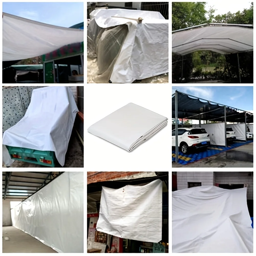 Lona grande impermeable 3x5 6 4x4 8m * 8 10 12 vela parasol lona al aire libre tienda toldo campamento dosel blanco cubierta de lluvia con bloqueo Uv - imagen 4