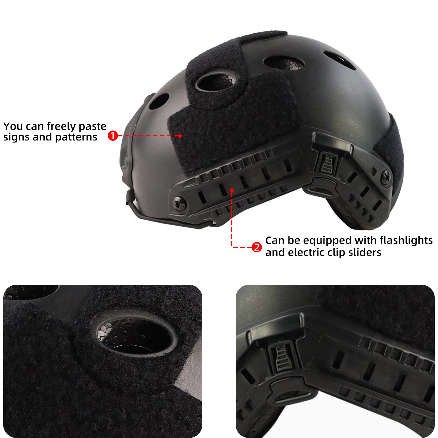 BOOIU-casco táctico rápido tipo PJ, cascos Airsoft, cascos de combate de Paintball, equipo protector de cabeza para deportes al aire libre, casco rápido ABS - imagen 4