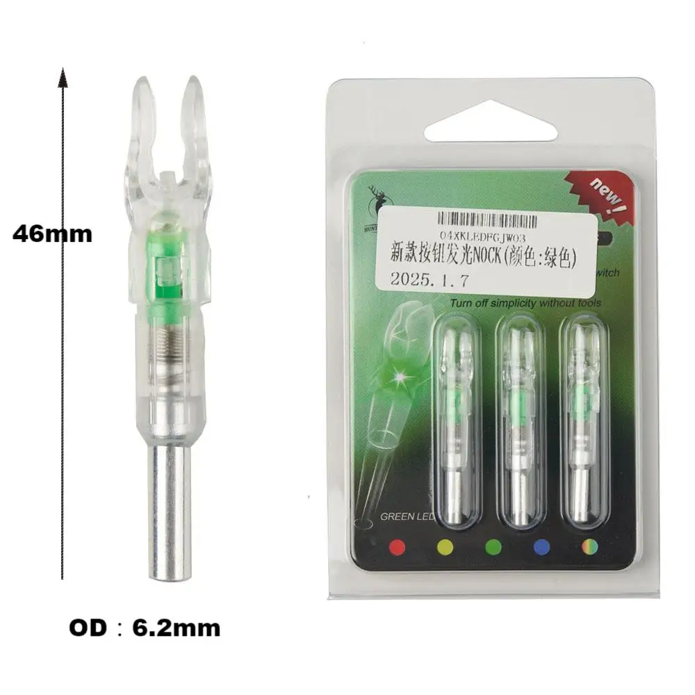 3 uds flecha de tiro con arco LED Nocks iluminados OD 6,2mm luz brillante de alta calidad para accesorios deportivos de caza nocturna - imagen 3