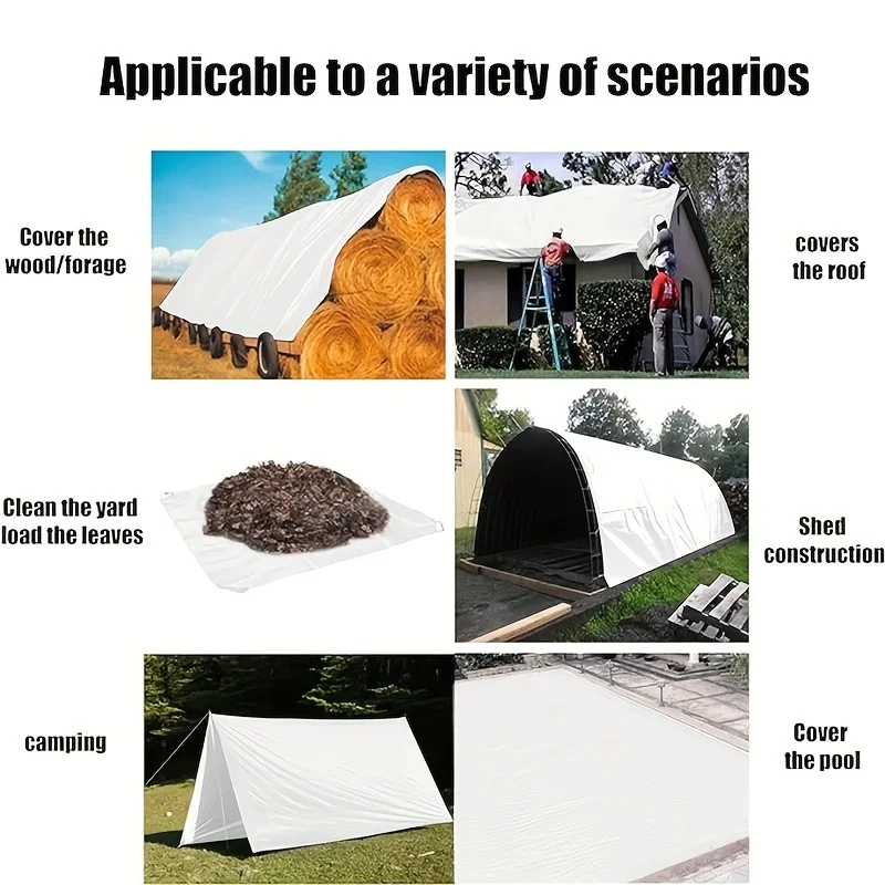 Lona grande impermeable 3x5 6 4x4 8m * 8 10 12 vela parasol lona al aire libre tienda toldo campamento dosel blanco cubierta de lluvia con bloqueo Uv - imagen 5
