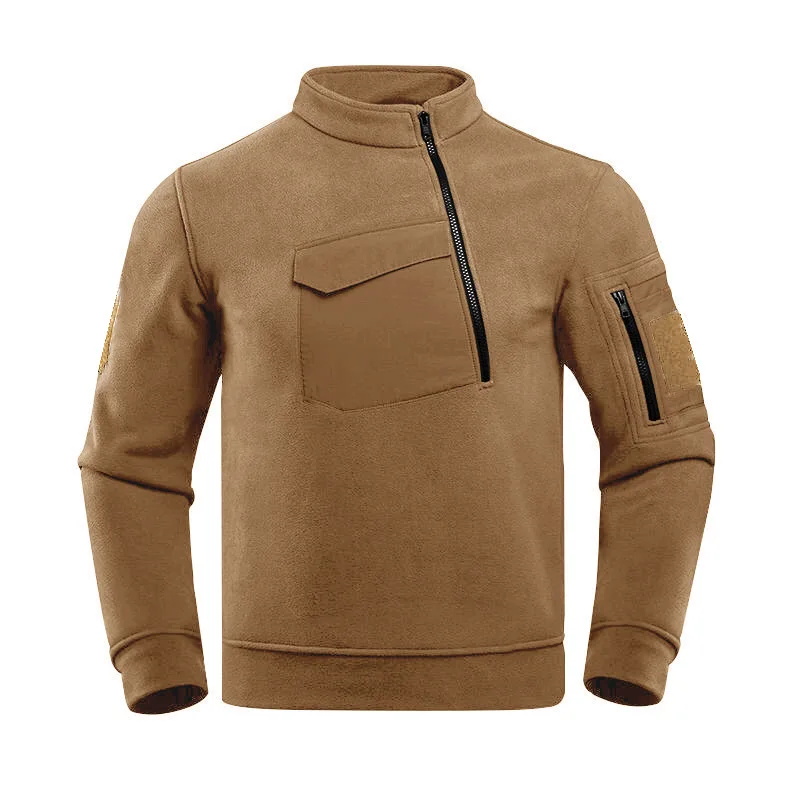 Chaqueta de cuello de lana gruesa para hombre, parte superior de felpa, camisa de fondo cálido de cuello alto para exteriores, Otoño e Invierno - imagen 4