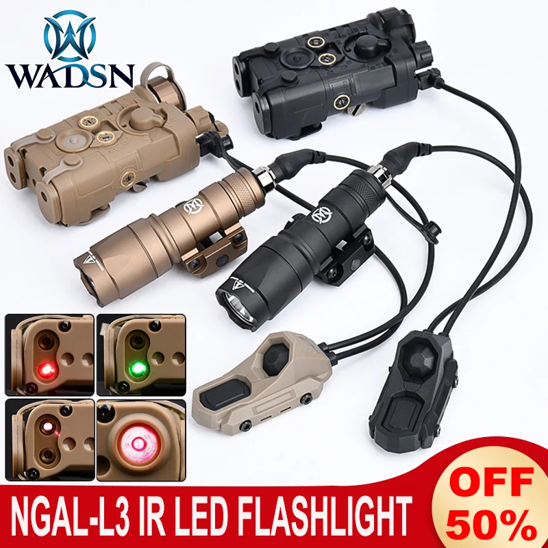 WADSN Airsoft NGAL IR iluminación infrarroja punto rojo verde láser M300 linterna de caza M300A luz de explorador doble interruptor UNAxon Set - imagen 2