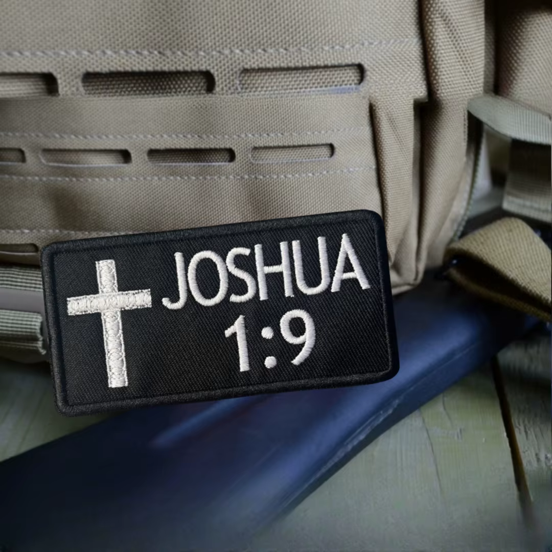 Parche táctico bordado Joshua 1:9 con velcro para mochila - imagen 3