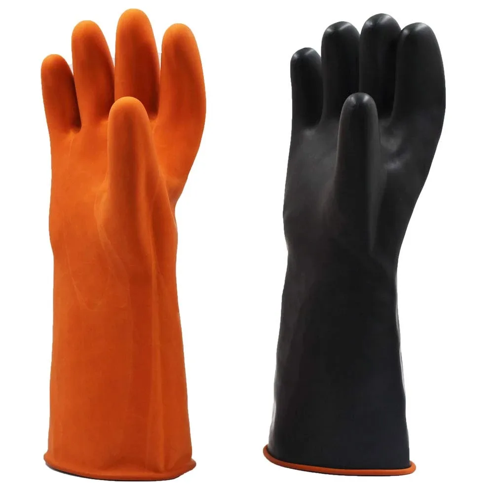3 pares de guantes impermeables de 35/45/55cm de largo, guantes de seguridad de trabajo de goma resistentes a productos químicos, guantes protectores industriales de látex - imagen 2