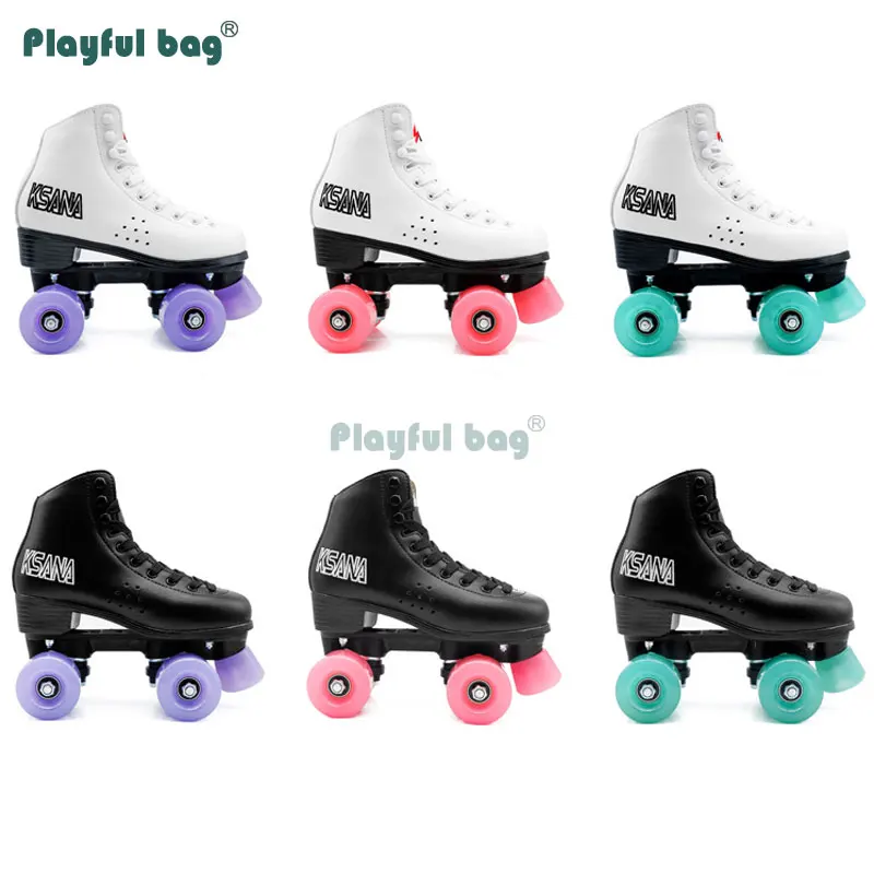 Bolso juguetón para hombre y mujer, patines dobles de cuero de microfibra, zapatos deportivos de patinaje de cuatro ruedas, rueda de gelatina AMB128 - imagen 3